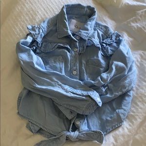 Girls denim button down with tie